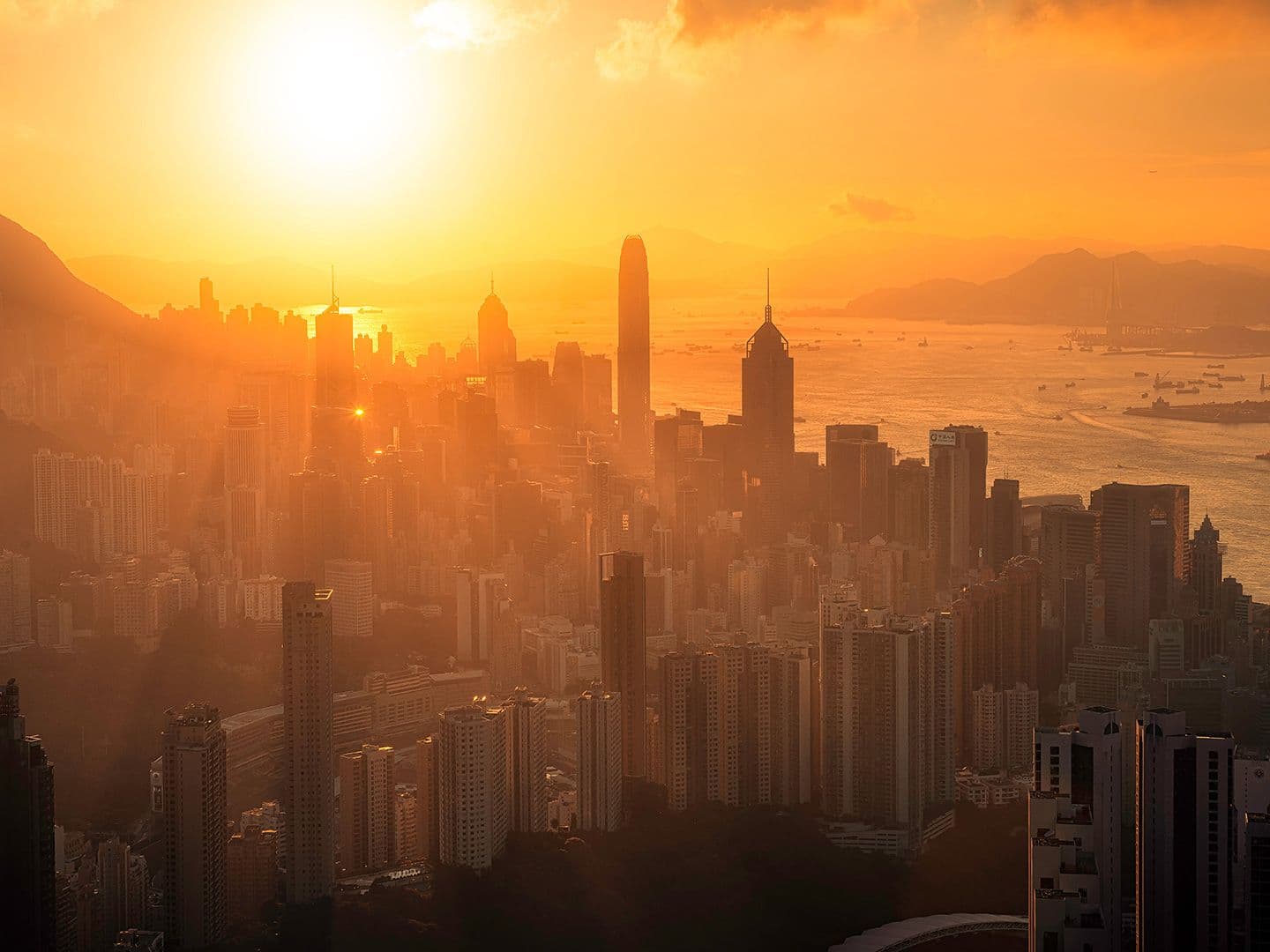 CDCROP: Victoria Harbour from Peak Hong Kong, China - East Asia, Asia, Avenue Of Stars, Building Exterior skyscraper HongKong top view from the peak mountain Hong Kong skyline. (anuchit kamsongmueang/Getty Images)