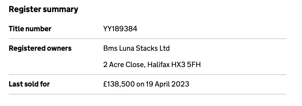 U.K. land records confirm that the house was bought and flipped on the same day by the Tangible CEO's brother's company.