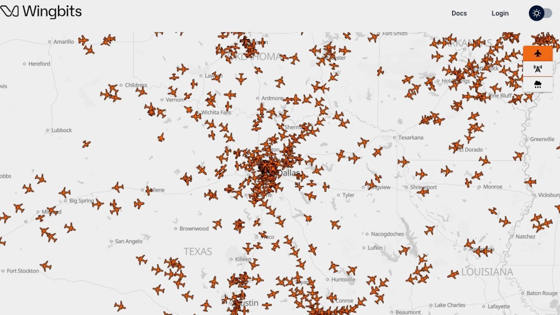 Wingbits flight-tracking map (Wingbits)