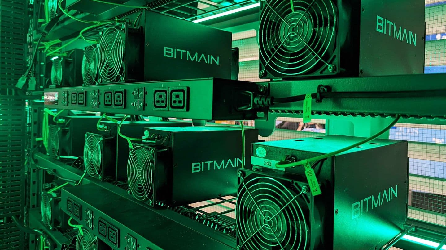 Bitmain Antminer mining rigs at Consensus 2022 (Christie Harkin/CoinDesk)