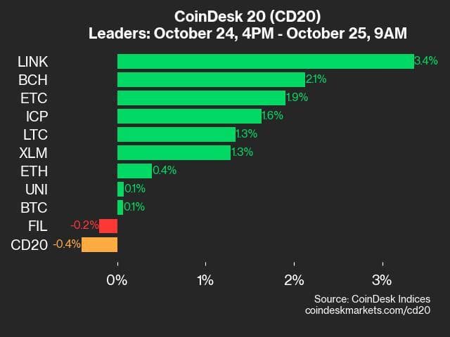 9am CoinDesk 20 Update for 2024-10-25: leaders