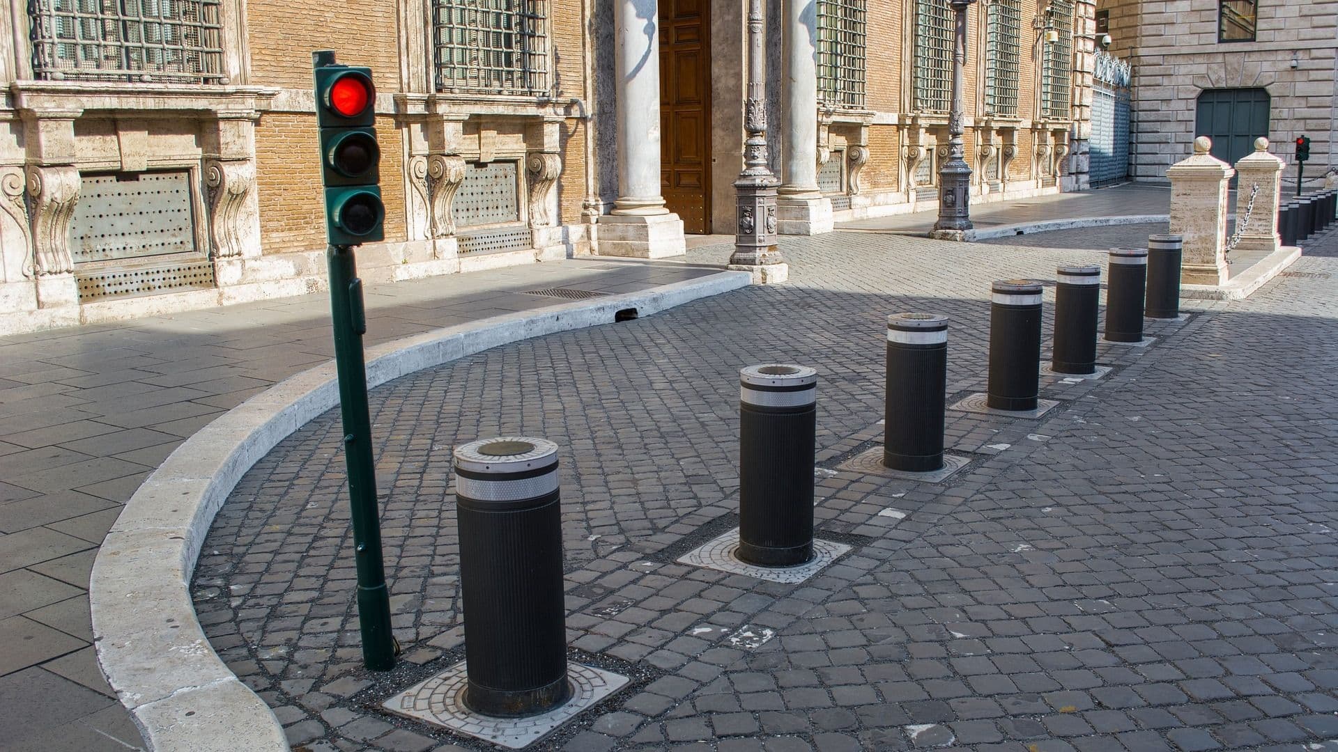 16:9 crop no entry, bollards, firewall