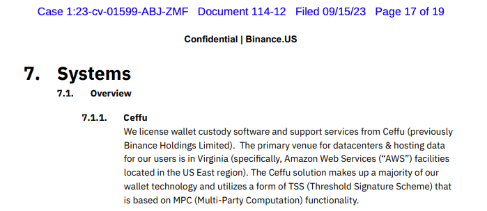 A Binance.US custody policy filed by the SEC appears to contradict CZ's claim