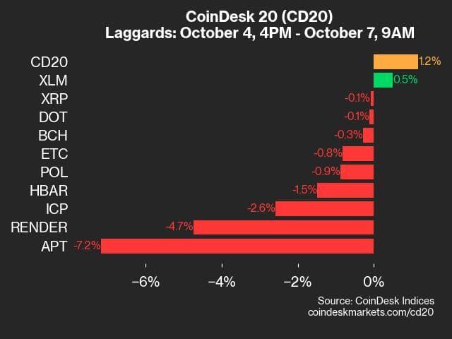 9am CoinDesk 20 Update for 2024-10-07: Laggards