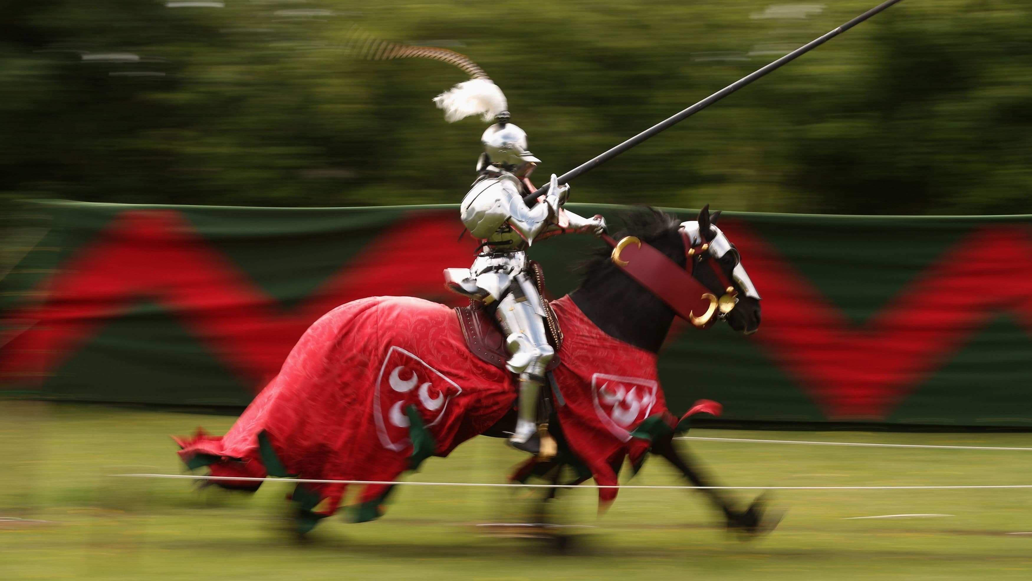 Jousting Knights Re-enact Medieval Scenes