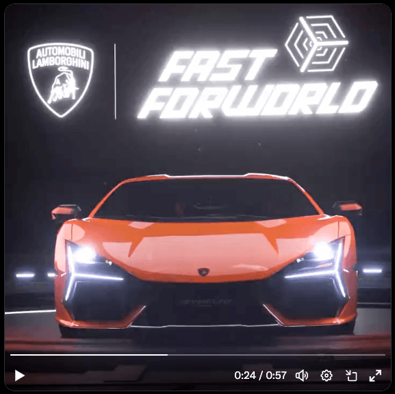 Screen grab from promotional video for Fast ForWorld (Lamborghini/X)