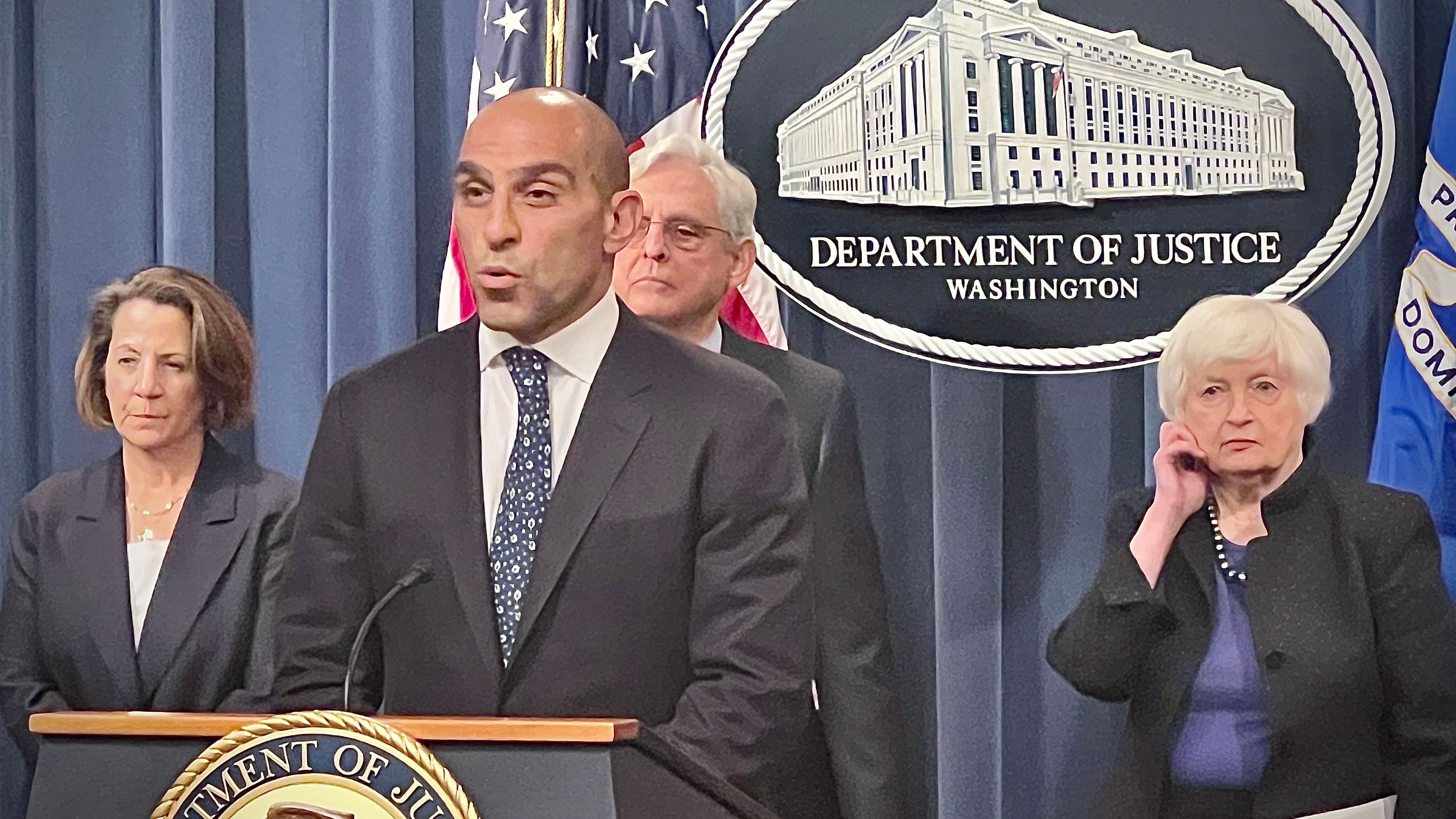 CFTC Chair Rostin Behnam speaks at a press conference on Nov. 21, 2023. (Jesse Hamilton/CoinDesk)