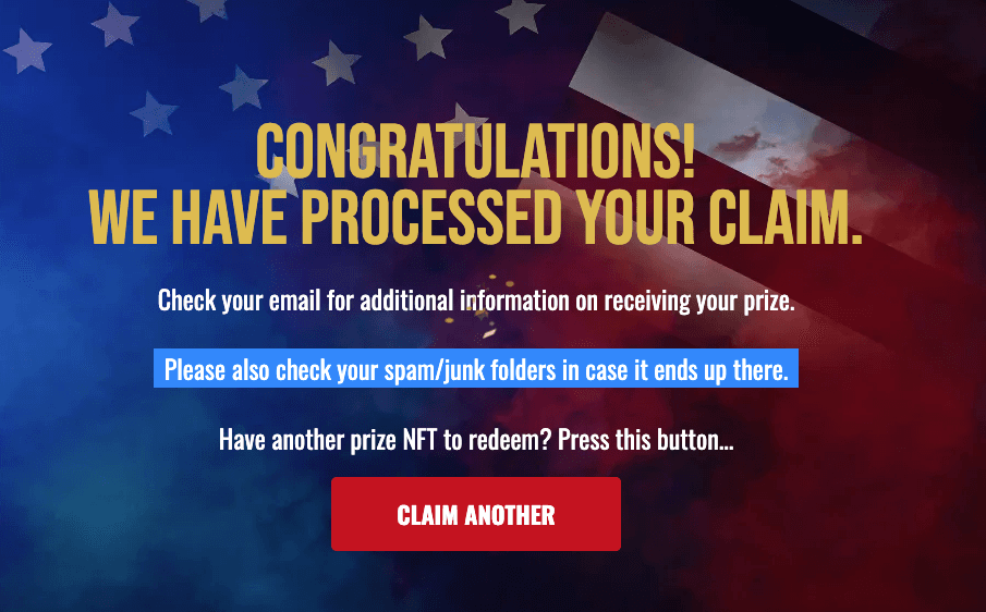 Successful Trump prize claim (wintrumpprizes.com)