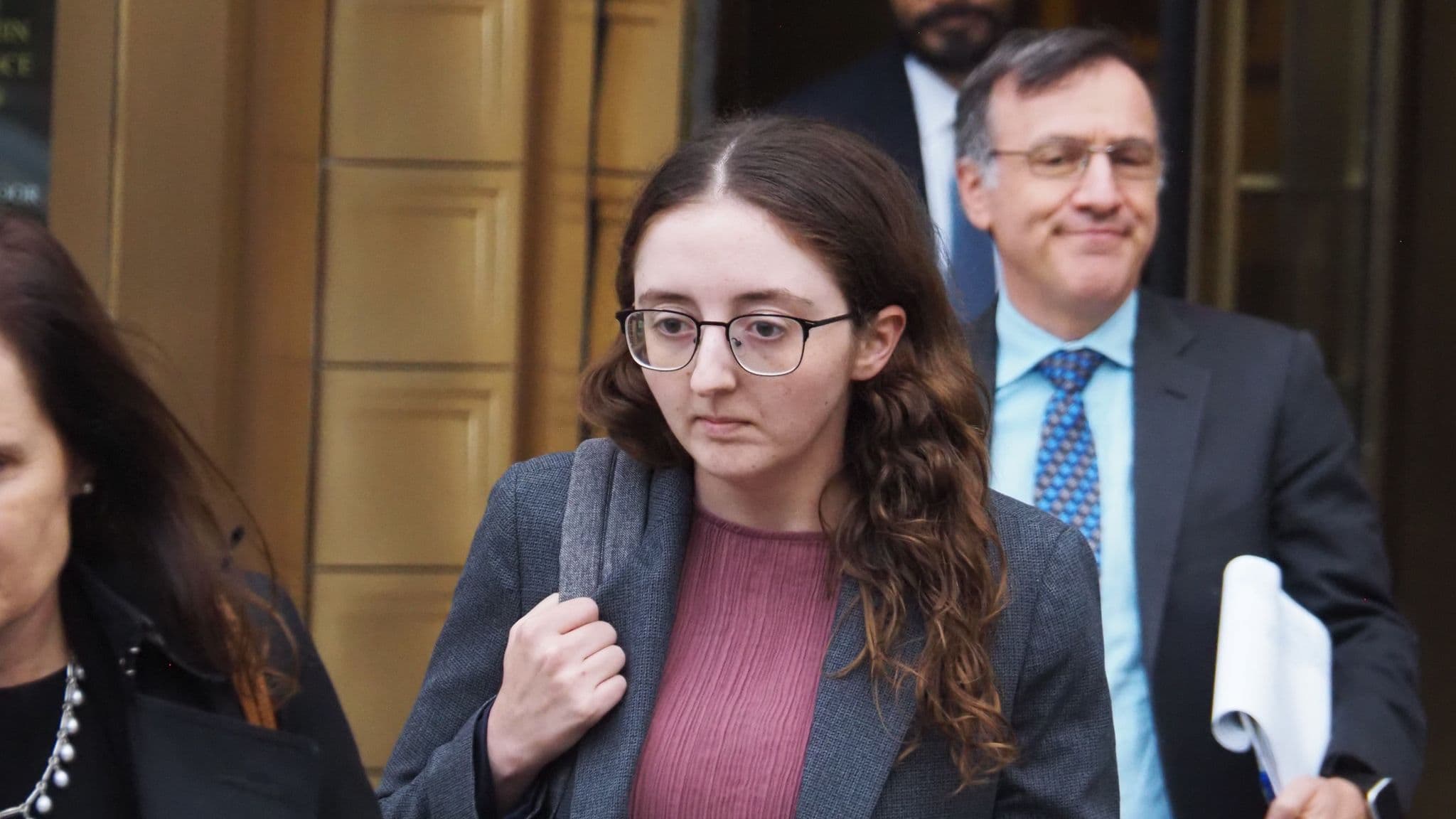 Caroline Ellison, the government's star witness in their case against FTX founder Sam Bankman-Fried, leaving court on Tuesday, Oct. 11 following her first day of testimony. (Danny Nelson/CoinDesk)