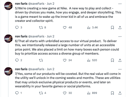 A series of Tweets from Ron Faris