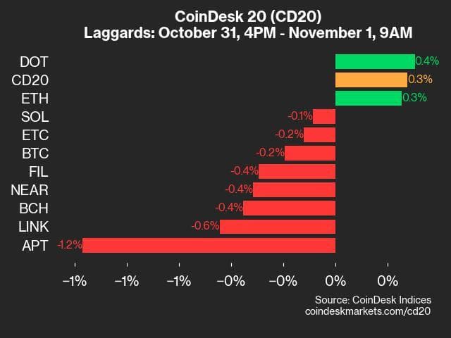 9am CoinDesk 20 Update for 2024-11-01: laggards