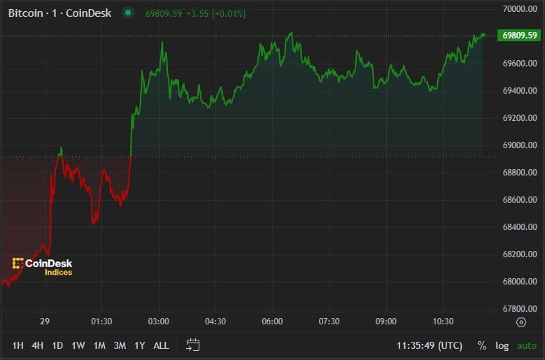 BTC price, FMA July 29 2024 (CoinDesk)