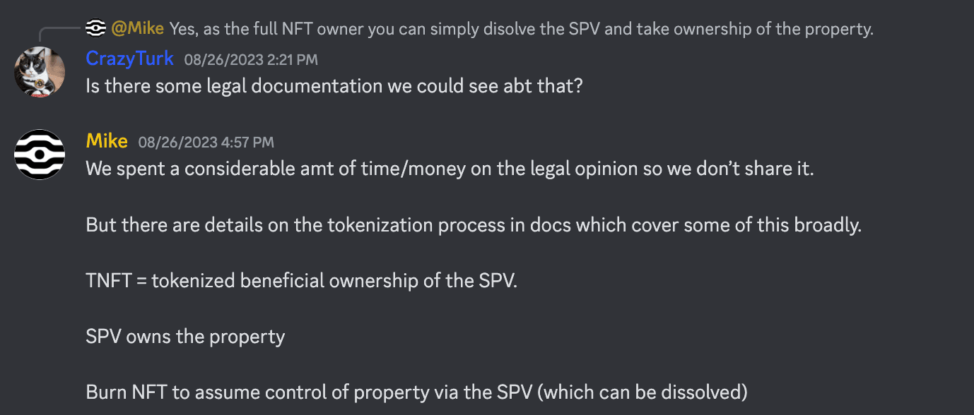 Screenshot of Slatkin refusing to share the legal secret sauce in the Discord.