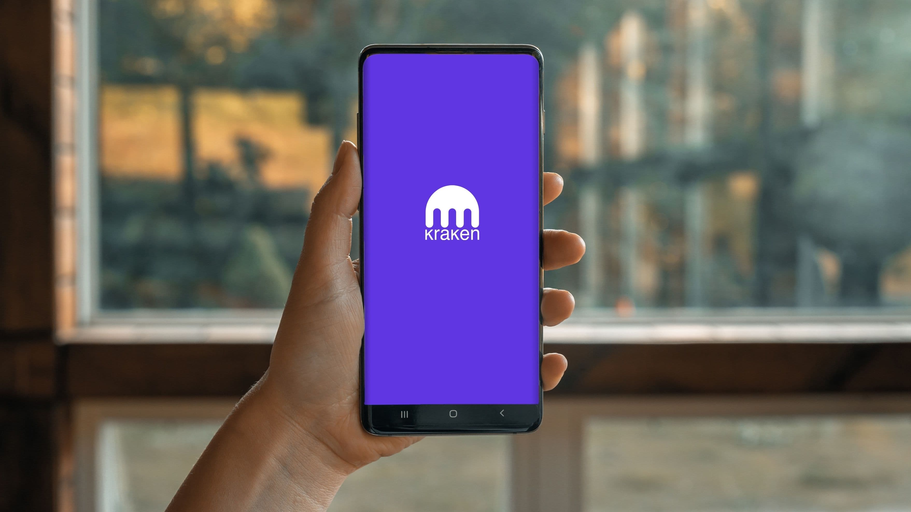 Kraken logo on a phone. (PiggyBank, Unsplash)