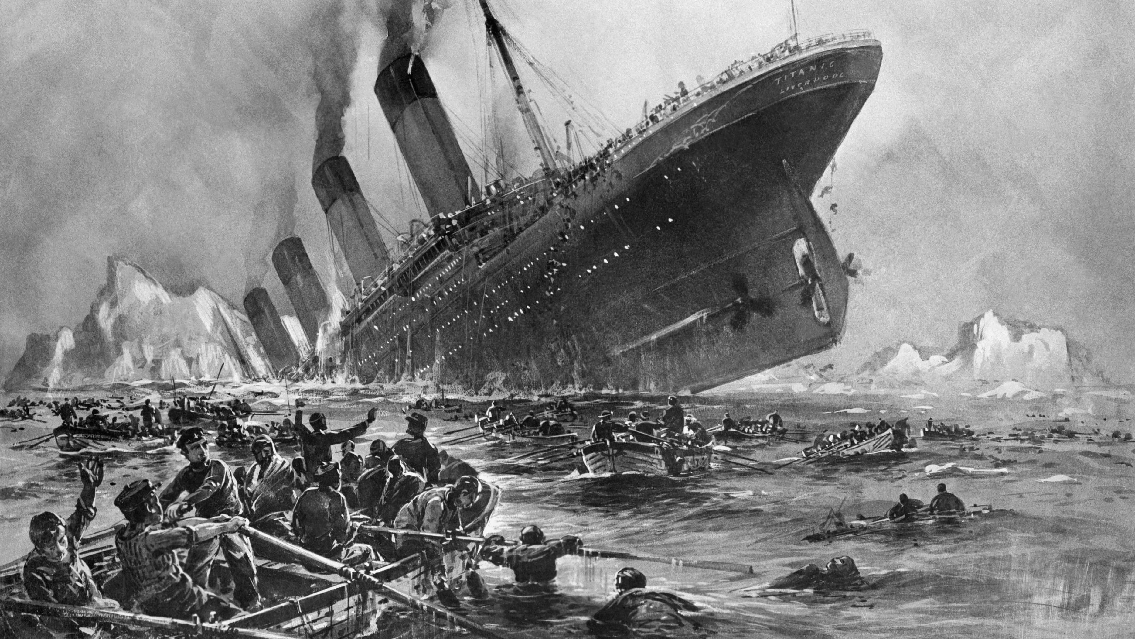 (16:9 CROP) Sinking of the Titanic by Willy Stoewer. (Gettyimages/BettmannArchive)