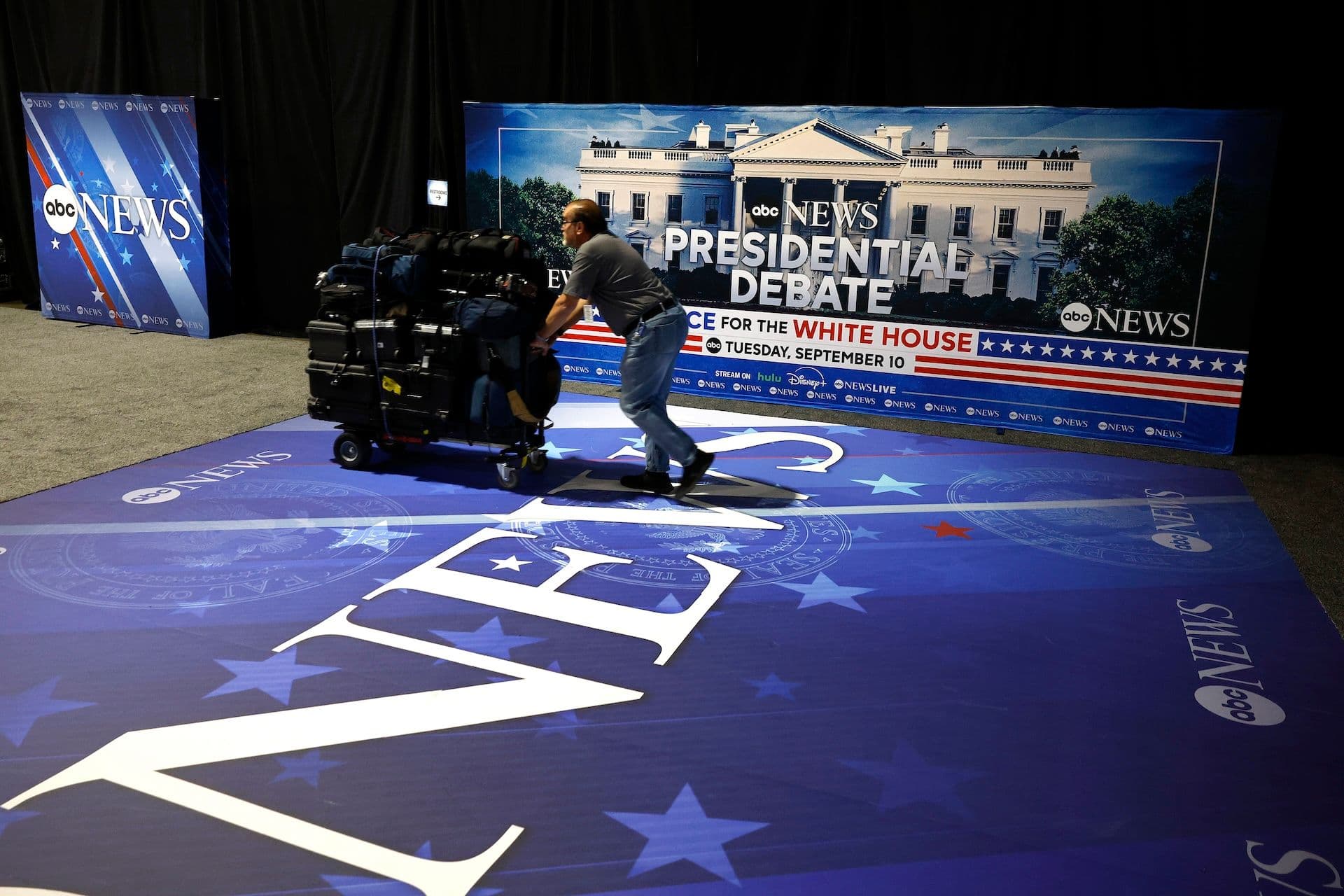 Philadelphia's Constitution Center Prepares To Host Presidential Debate Between Trump And VP Harris