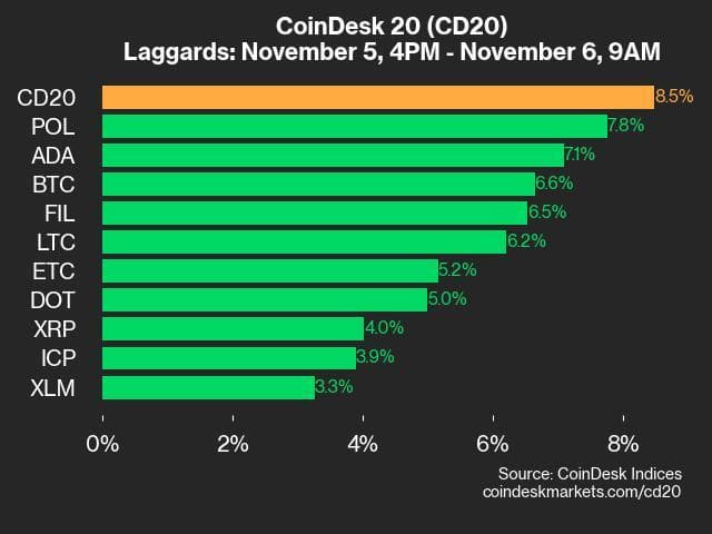 9am CoinDesk 20 Update for 2024-11-06: laggards