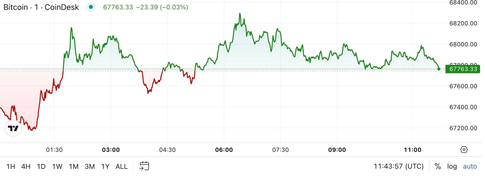 BTC price, FMA Oct. 18 2024 (CoinDesk)