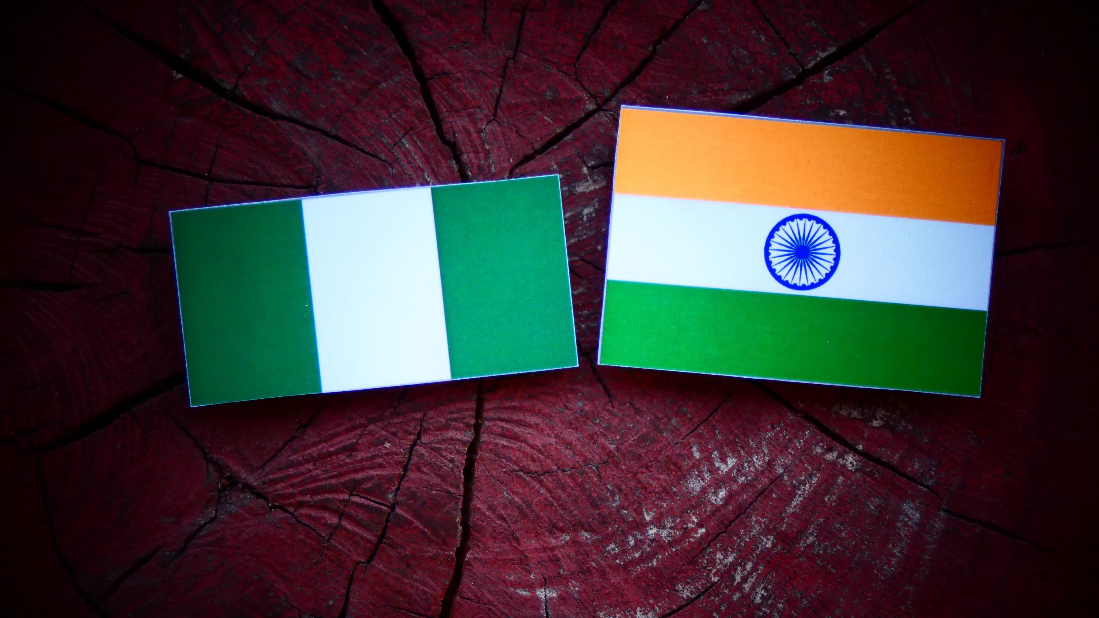 (16:9 CROP) The flag of India and Nigeria. (Getty Images/iStockphoto)