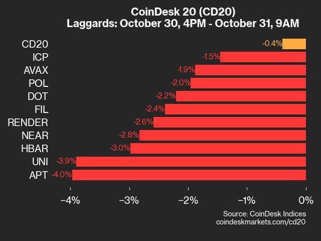 9am CoinDesk 20 Update for 2024-10-31: laggards