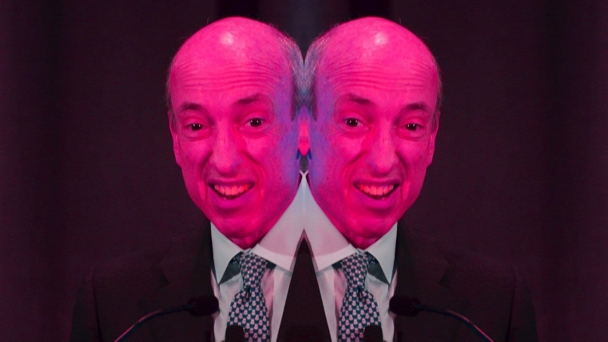 16:9 SEC Chairman Gary Gensler, U.S. Securities and Exchange Commission (Jesse Hamilton/CoinDesk, modified)