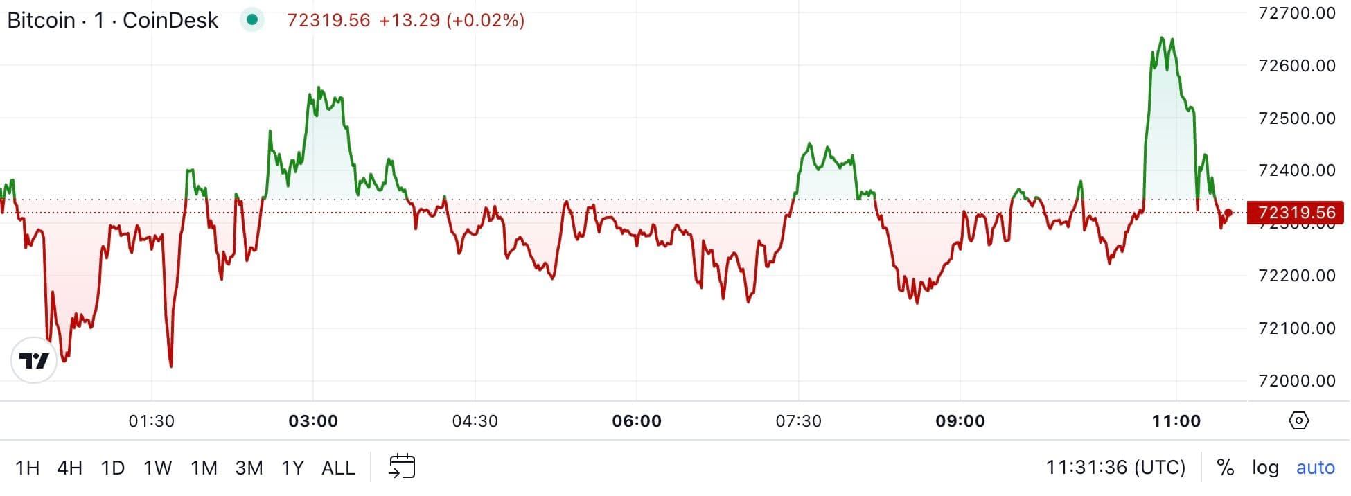 BTC price, FMA Oct. 31 2024 (CoinDesk)