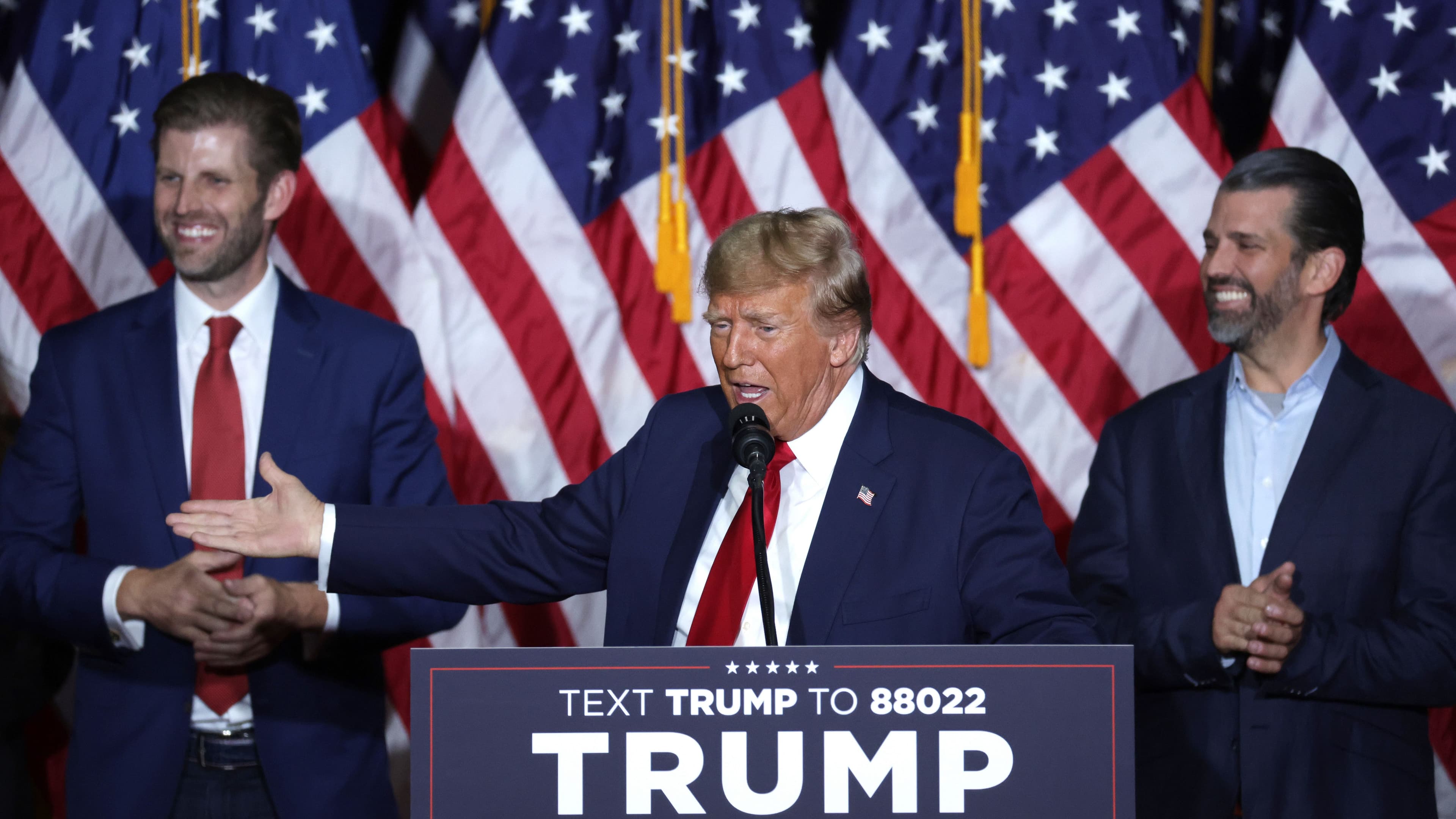 Donald Trump, center, pictured with sons Eric Trump, left, and Donald Trump Jr. (Alex Wong/Getty Images)