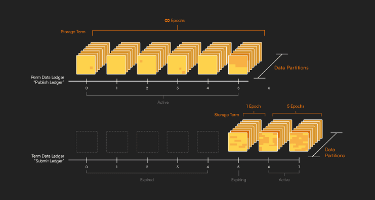 The Irys project features both permanent data storage as well as "term data ledgers" (Irys)