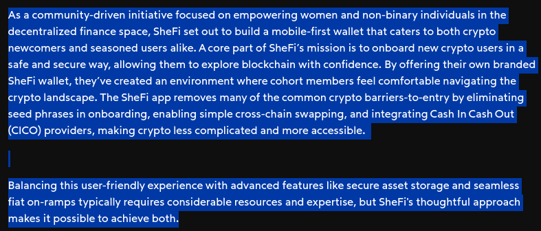 Description of the challenge SheFi is tackling, from a blog post (SheFi)