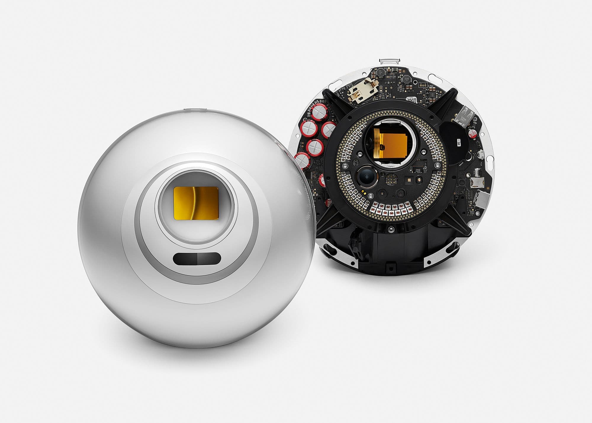 An inside view of the Orb, Worldcoin's custom hardware that makes cryptographic IDs based on iris scans. (Worldcoin)