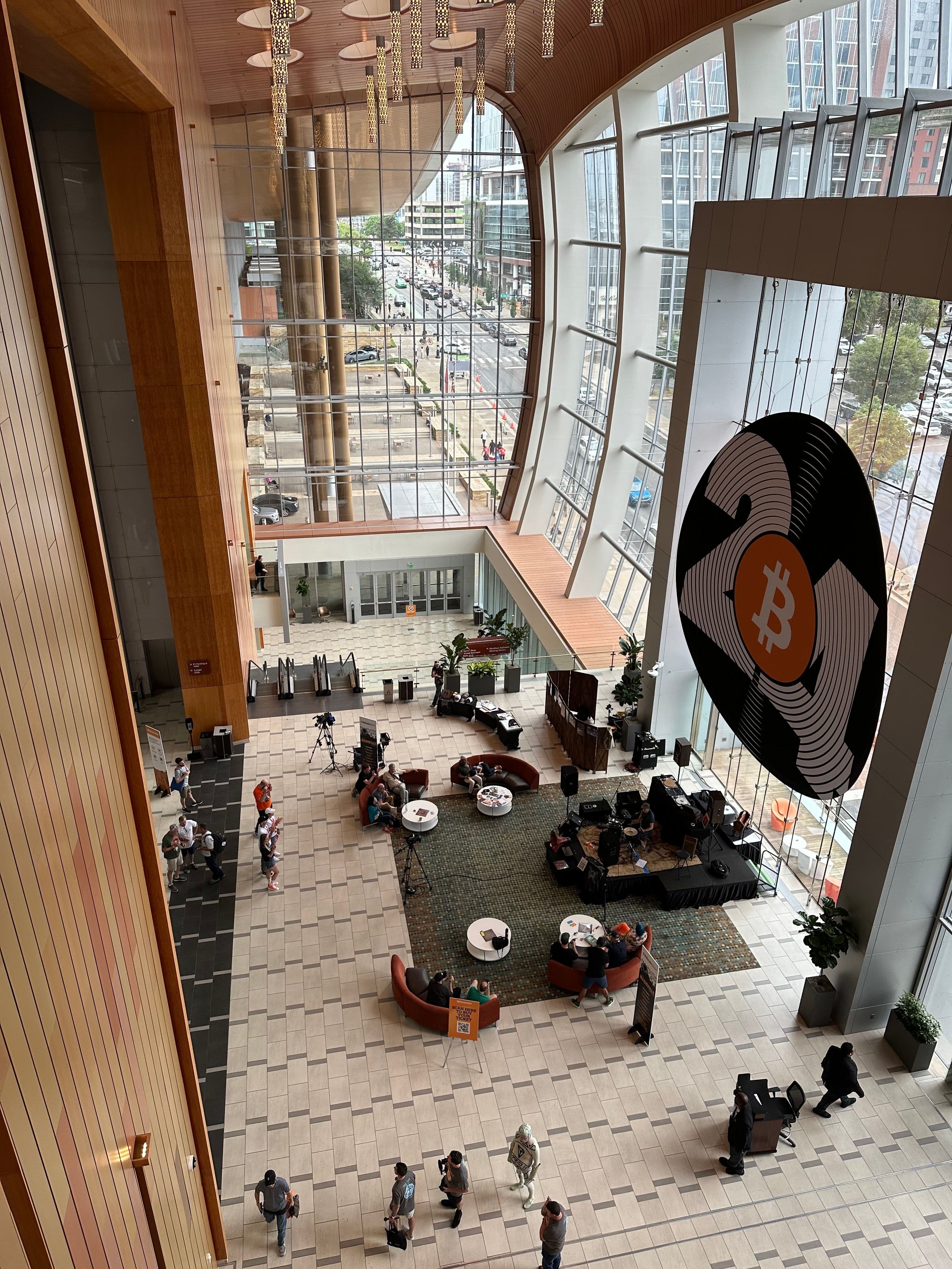 View of Music City Center main lobby at Bitcoin Nashville (Bradley Keoun)