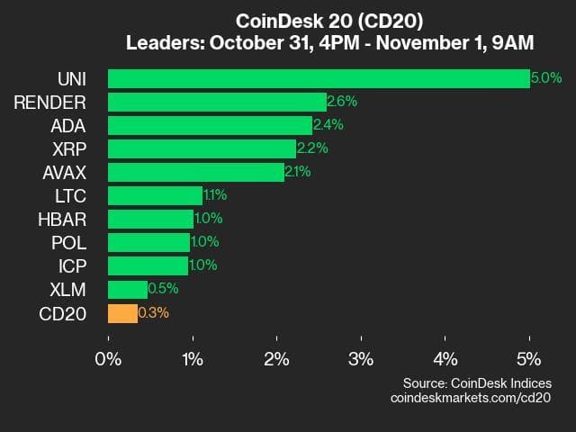 9am CoinDesk 20 Update for 2024-11-01: leaders