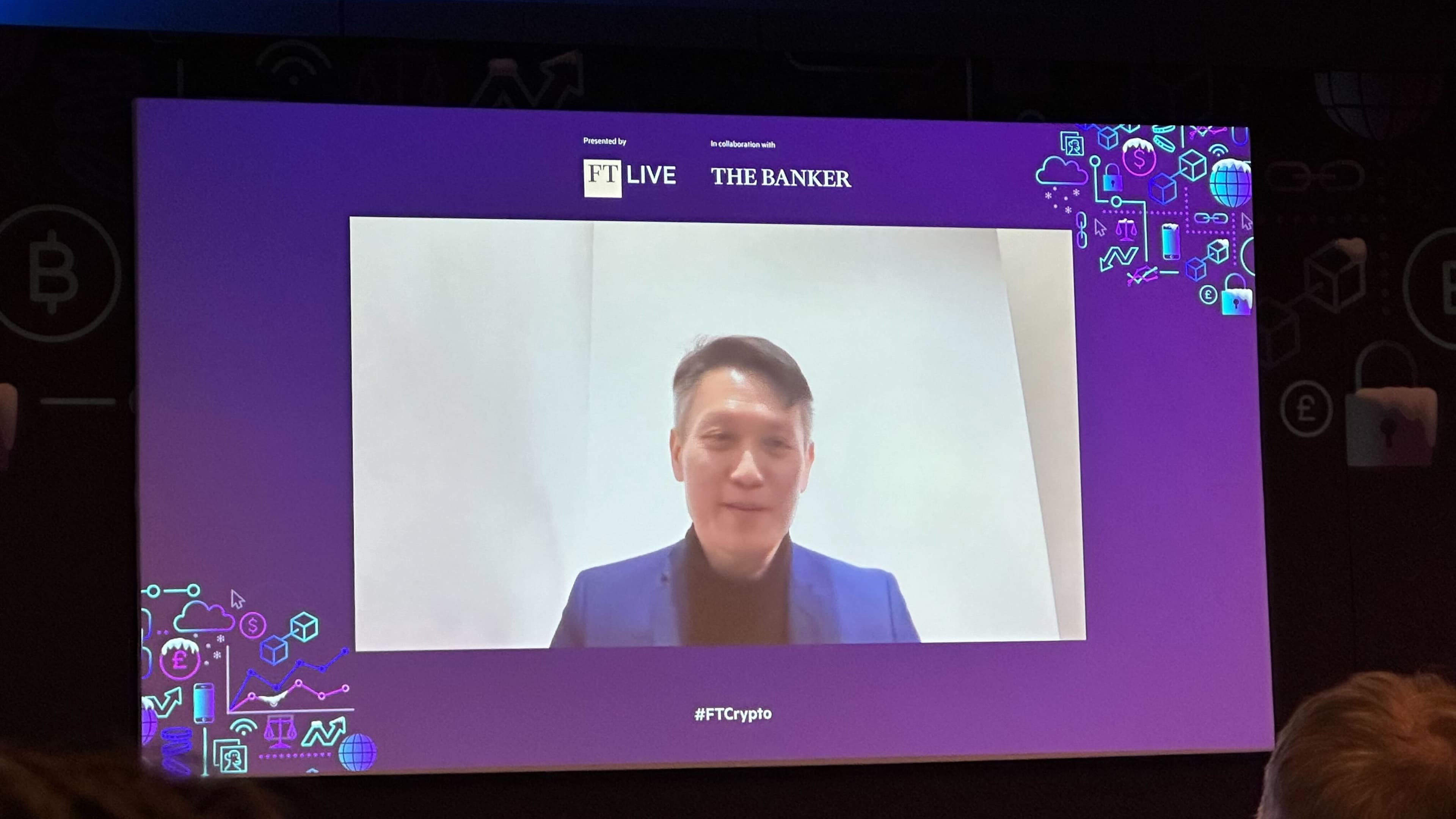 Binance CEO Richard Teng in an interview at the Financial Times'  Crypto and Digital Assets Summit in London. (CoinDesk/Lyllah Ledesma)