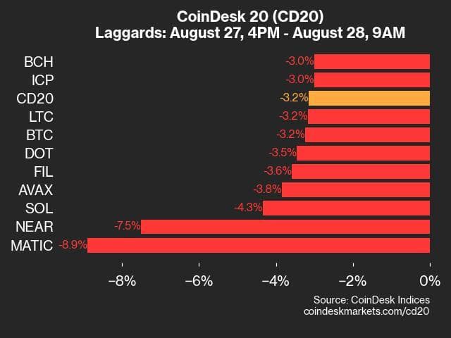 9am CoinDesk 20 Update for 2024-08-28: laggards