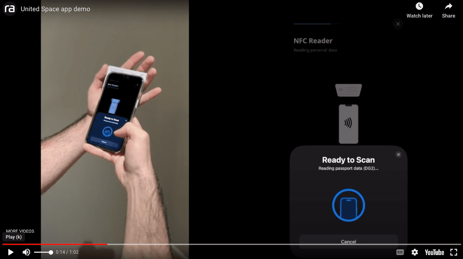 Screen grab of ID scanning process, from demonstration video of United Space app (Rarimo)