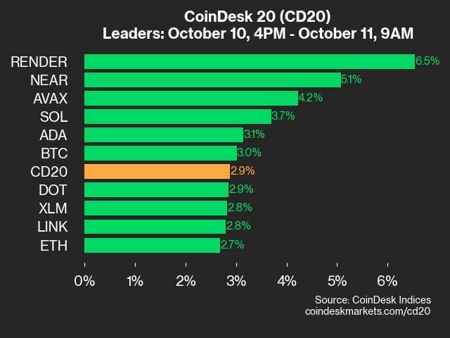 9am CoinDesk 20 Update for 2024-10-11: Leaders