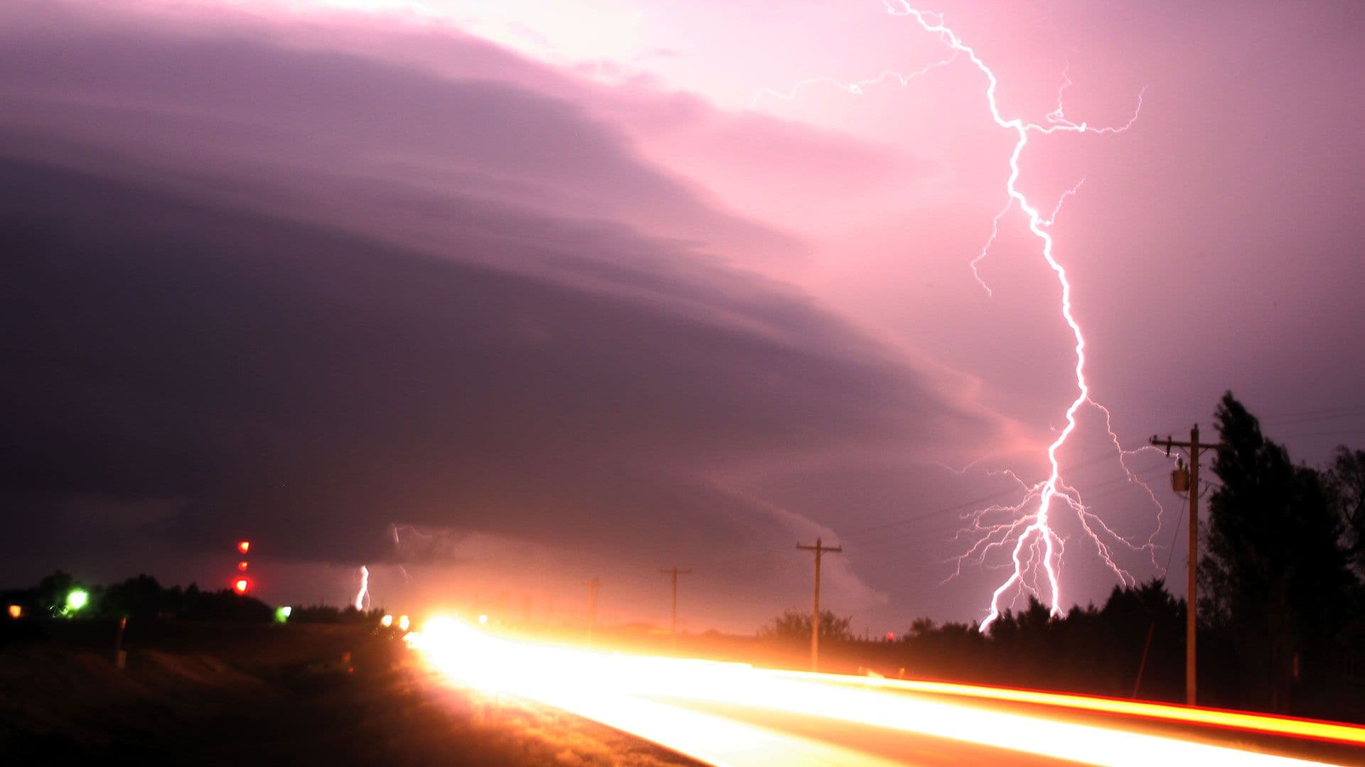 Lighting with dark clouds in sky at Nebraska. (Getty Images)