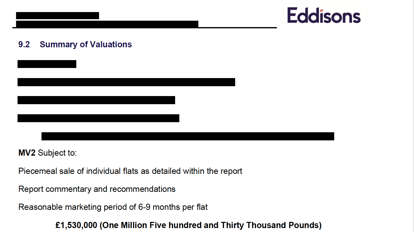 Tangible redacted "Market Value 1" but left MV2 in the report provided to investors.