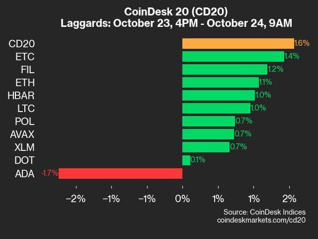 9am CoinDesk 20 Update for 2024-10-24: laggards