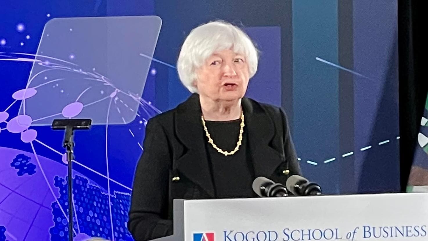 16:9 crop Treasury Secretary Janet Yellen at American University (Jesse Hamilton for CoinDesk)