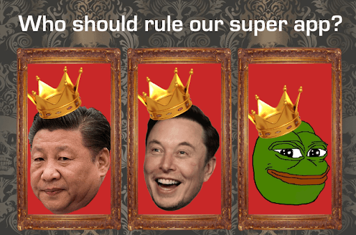 Who do we want to build an app for everything? Elon Musk has plans for Twitter, and Chinese Communist Party Chairman Xi Jinping has eyes all over WeChat. Galen Moore explores whether a super app could emerge naturally from open source and composable code.(Galen Moore/pngegg, modified)