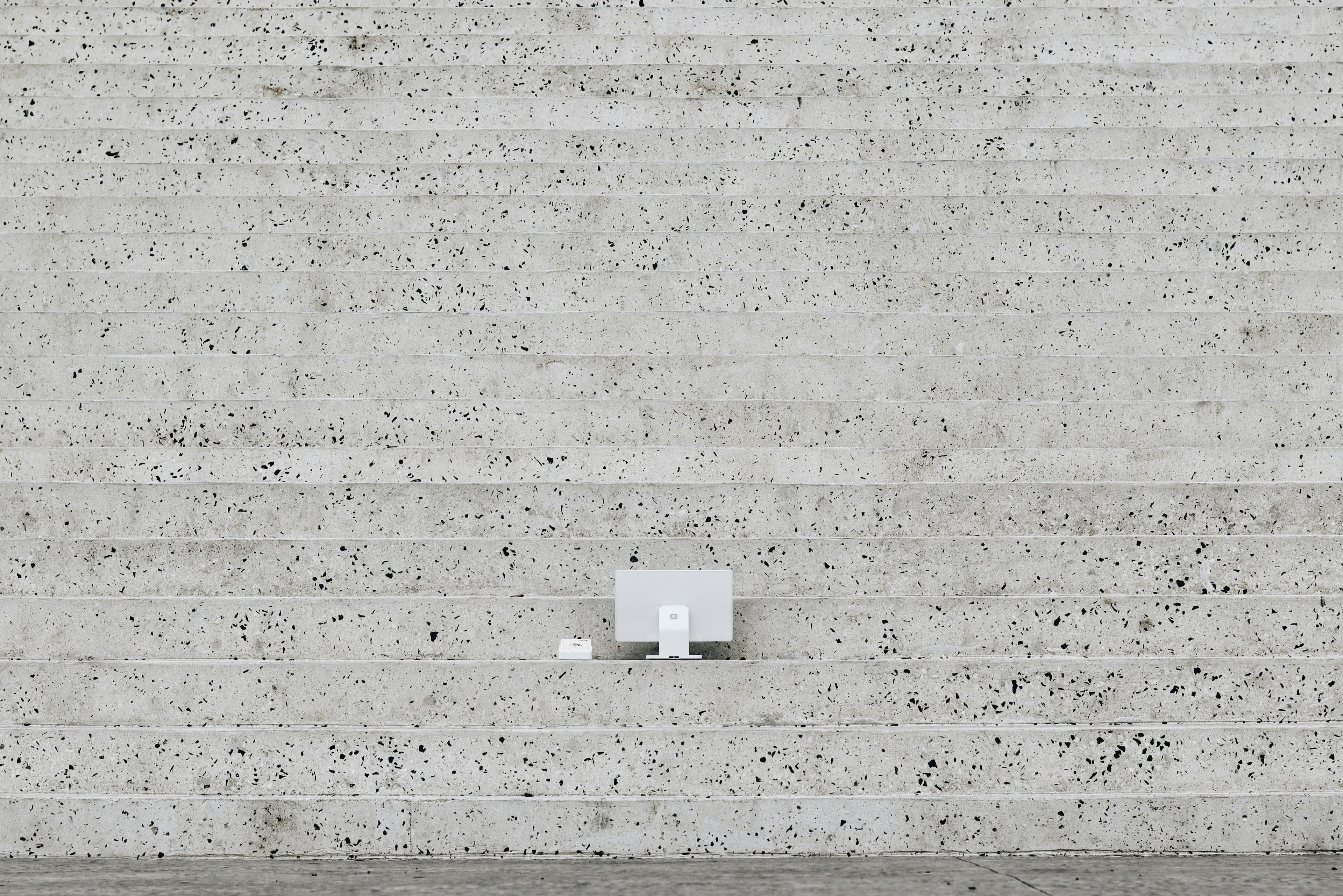 Laptop on stairs