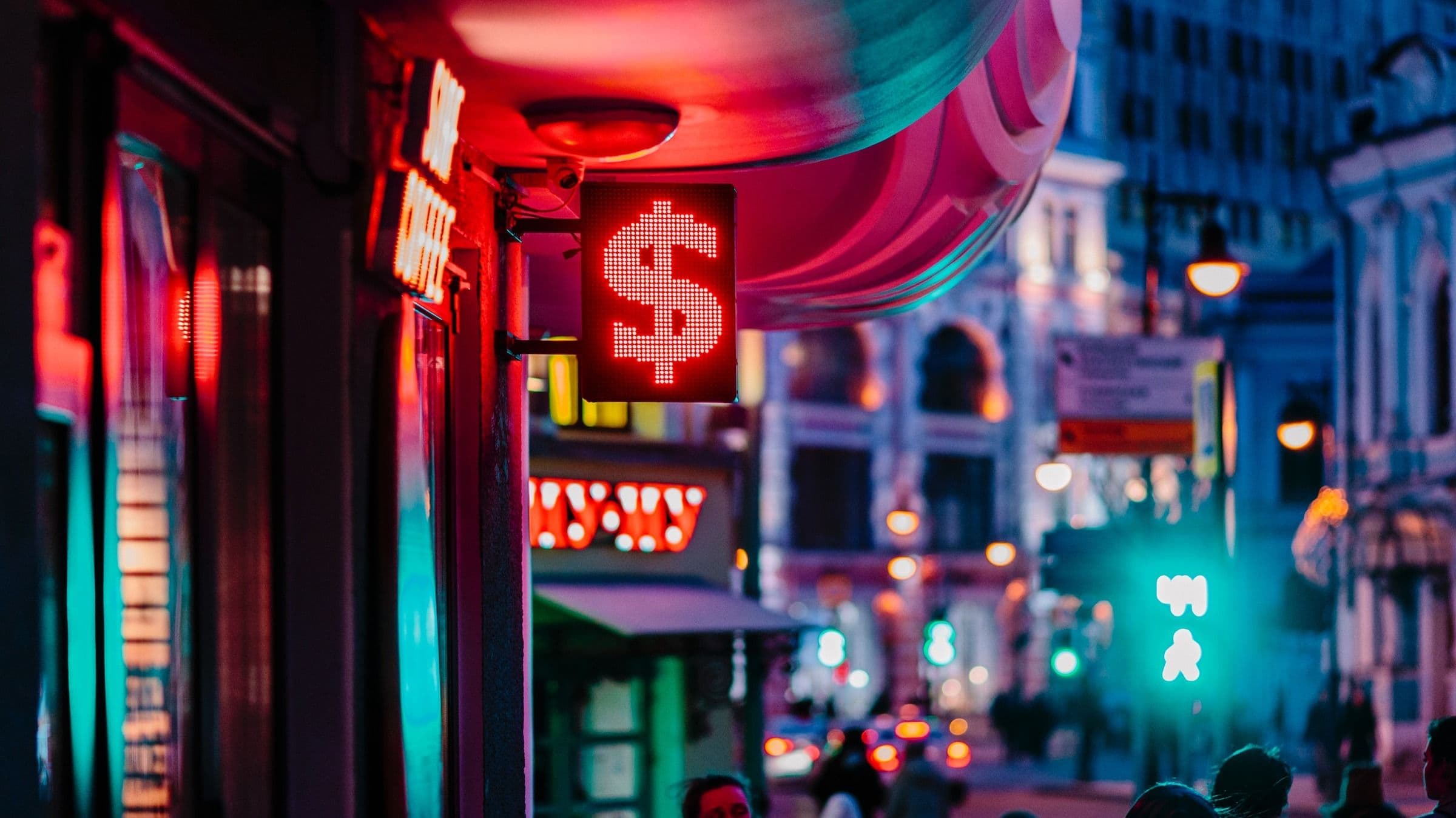 16:9 money, digitization, cash, casino, gambling, gaming, ATMs, nightlife, neon, payments, city (Aleksandr Popov/Unsplash)