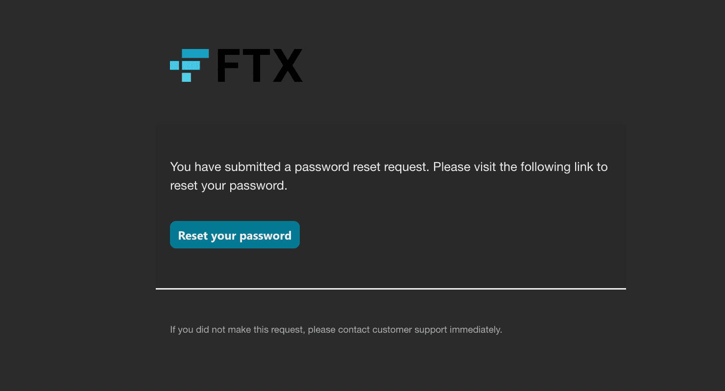 FTX users prompted to reset password (FTX)