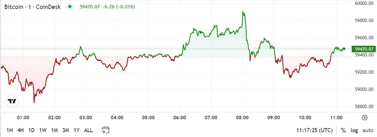 BTC price, Aug. 21 2024 (CoinDesk)