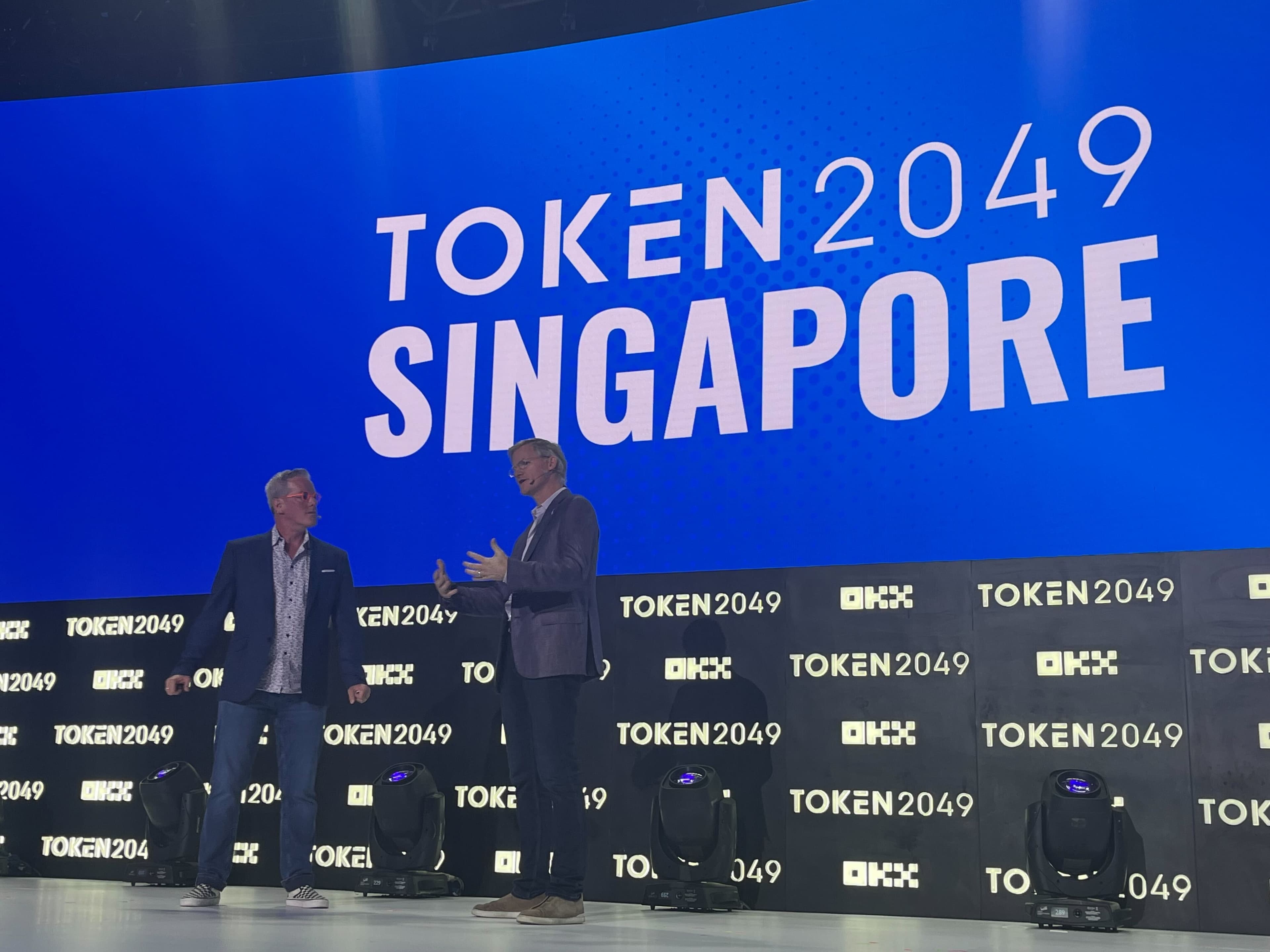 BitGo CEO Mike Belshe on stage at Token2049 Singapore. (Amitoj Singh/CoinDesk)