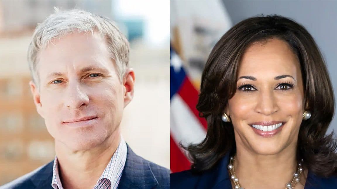 Ripple co-founder Chris Larsen and Kamala Harris