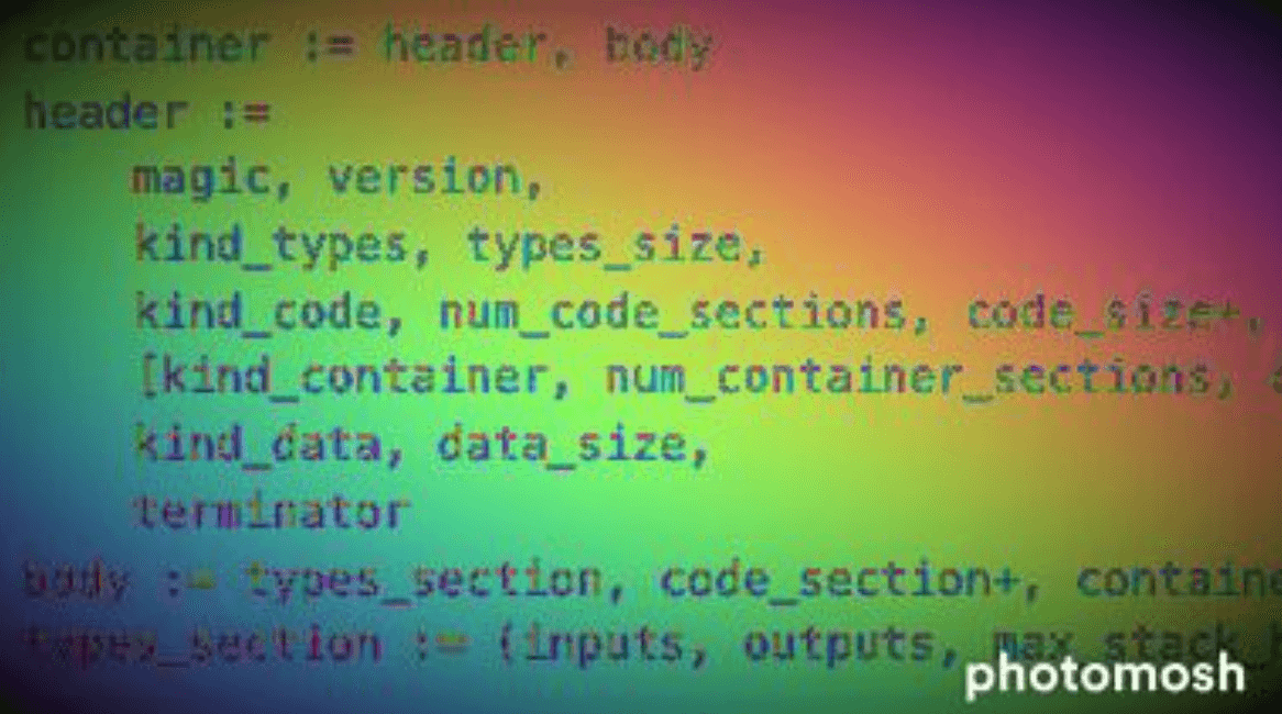 Artistically modified screenshot from code describing new EOF "containers"